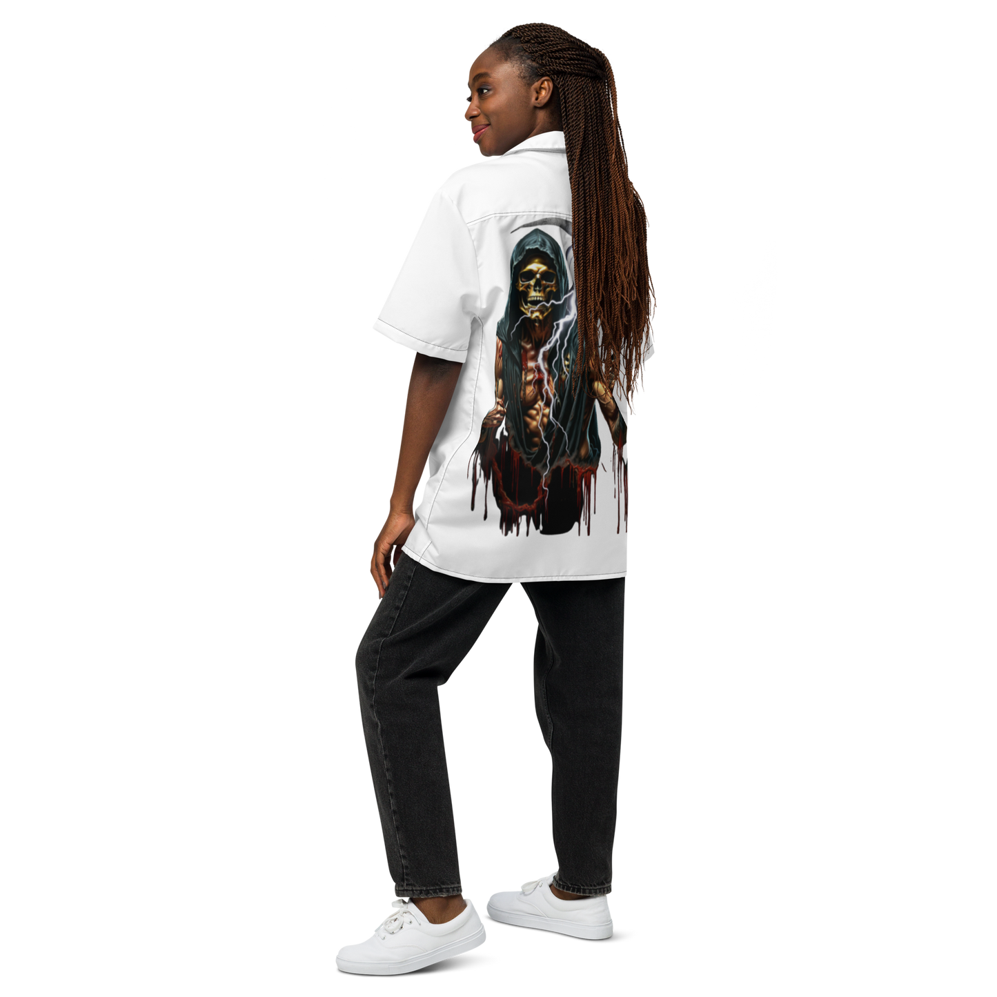 3d love skulz grim reaper Unisex button shirt
