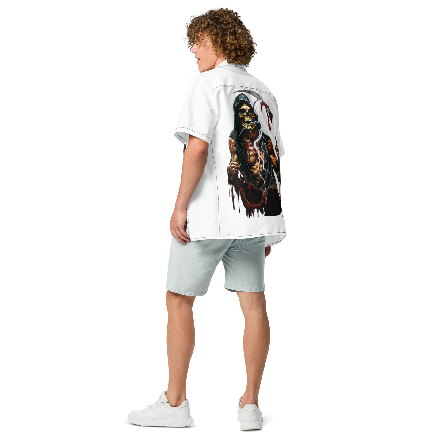 3d love skulz grim reaper Unisex button shirt