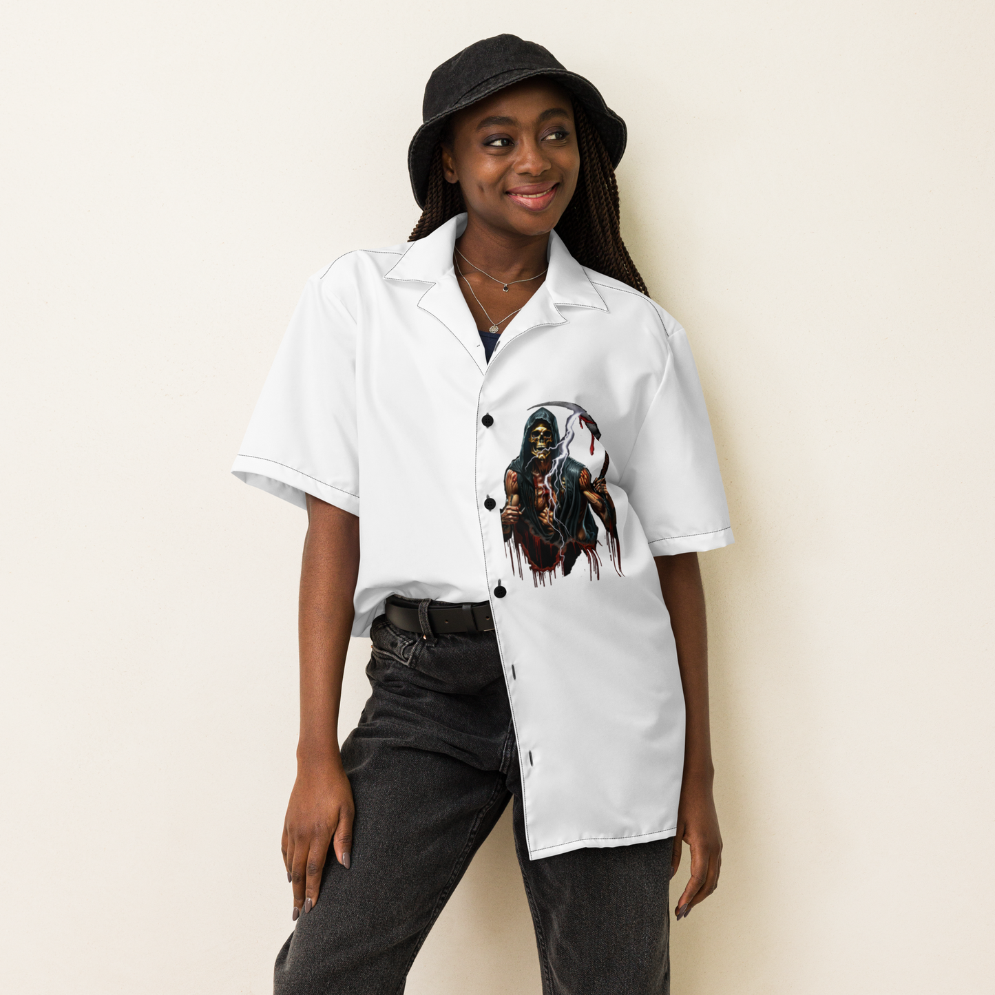 3d love skulz grim reaper Unisex button shirt