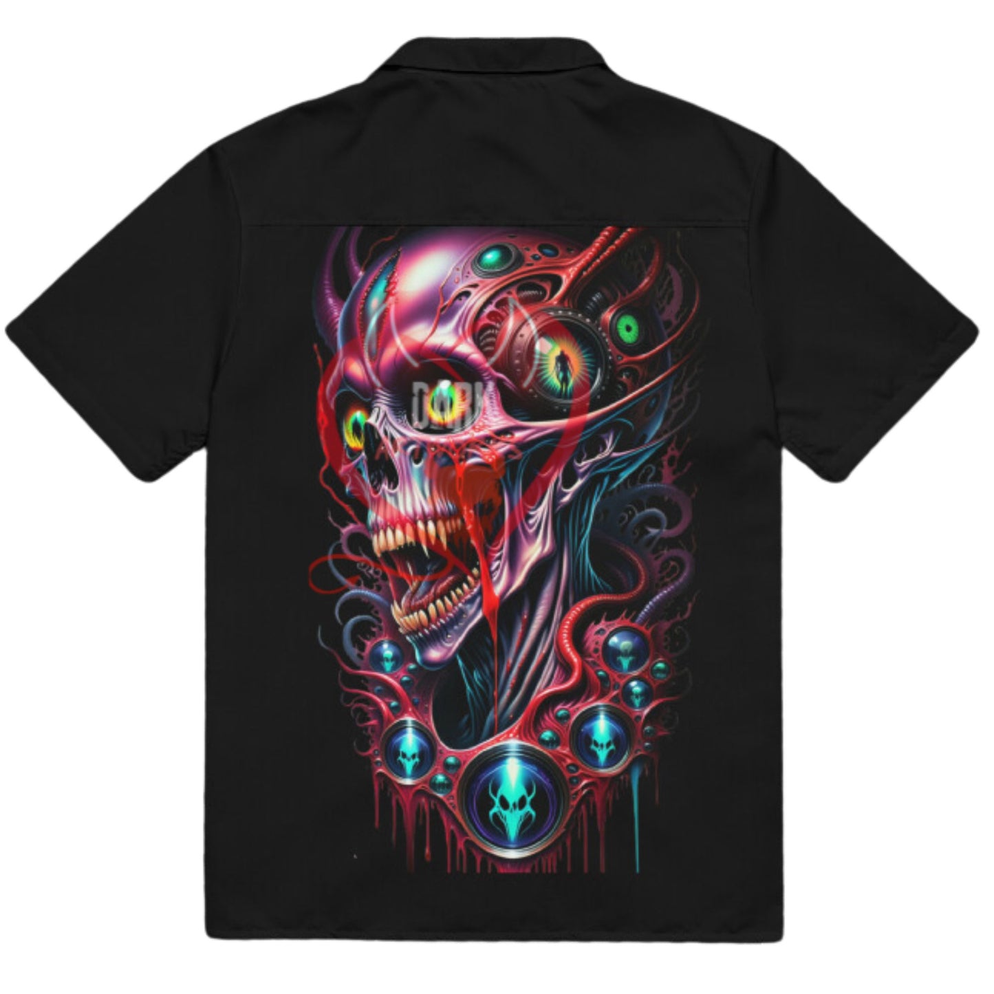 3d glowing evil alien Unisex button shirt