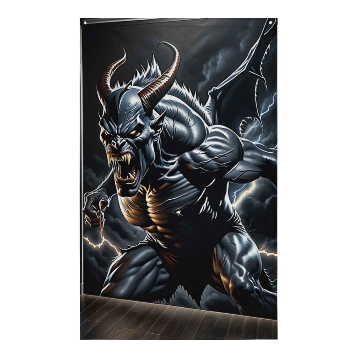 3D BIG ANGRY DEVIL LEANING OUT OF THE PICTURE (FLAG)