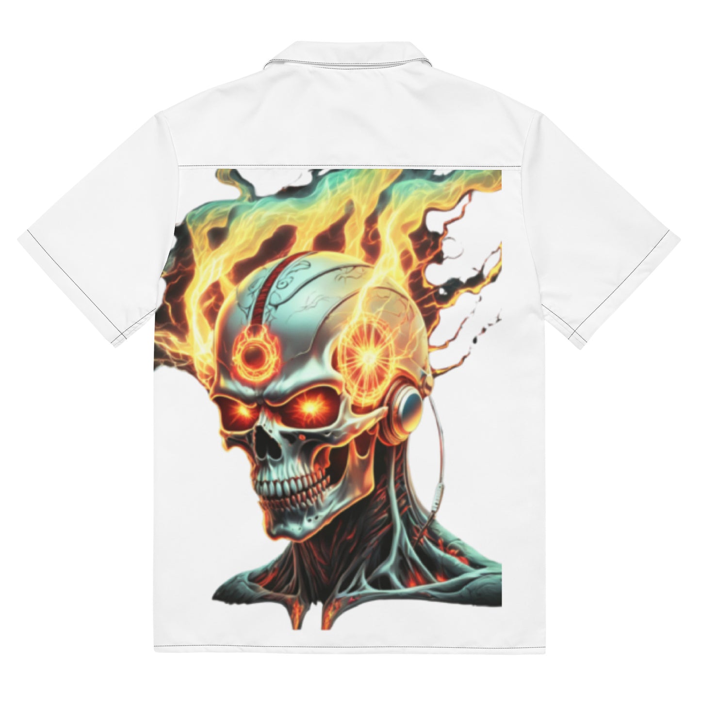 3d love skulz, evil Unisex button shirt