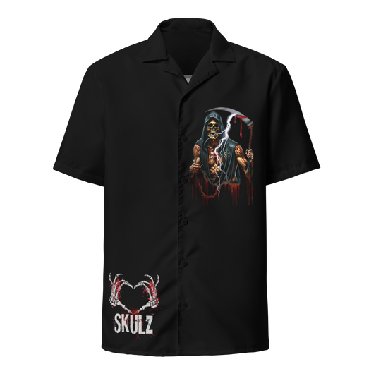 3d love skulz reaper Unisex black button shirt