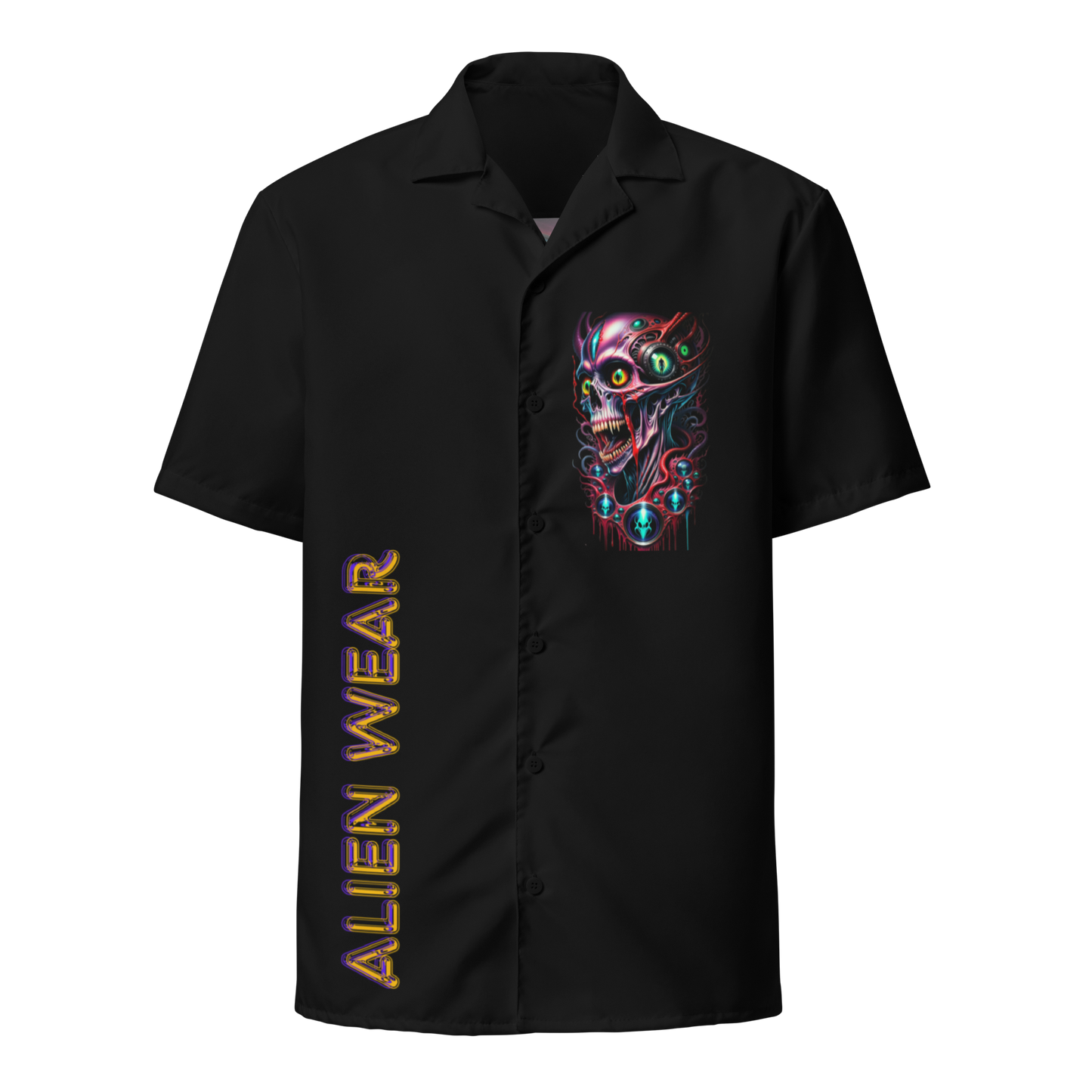 3d glowing evil alien Unisex button shirt