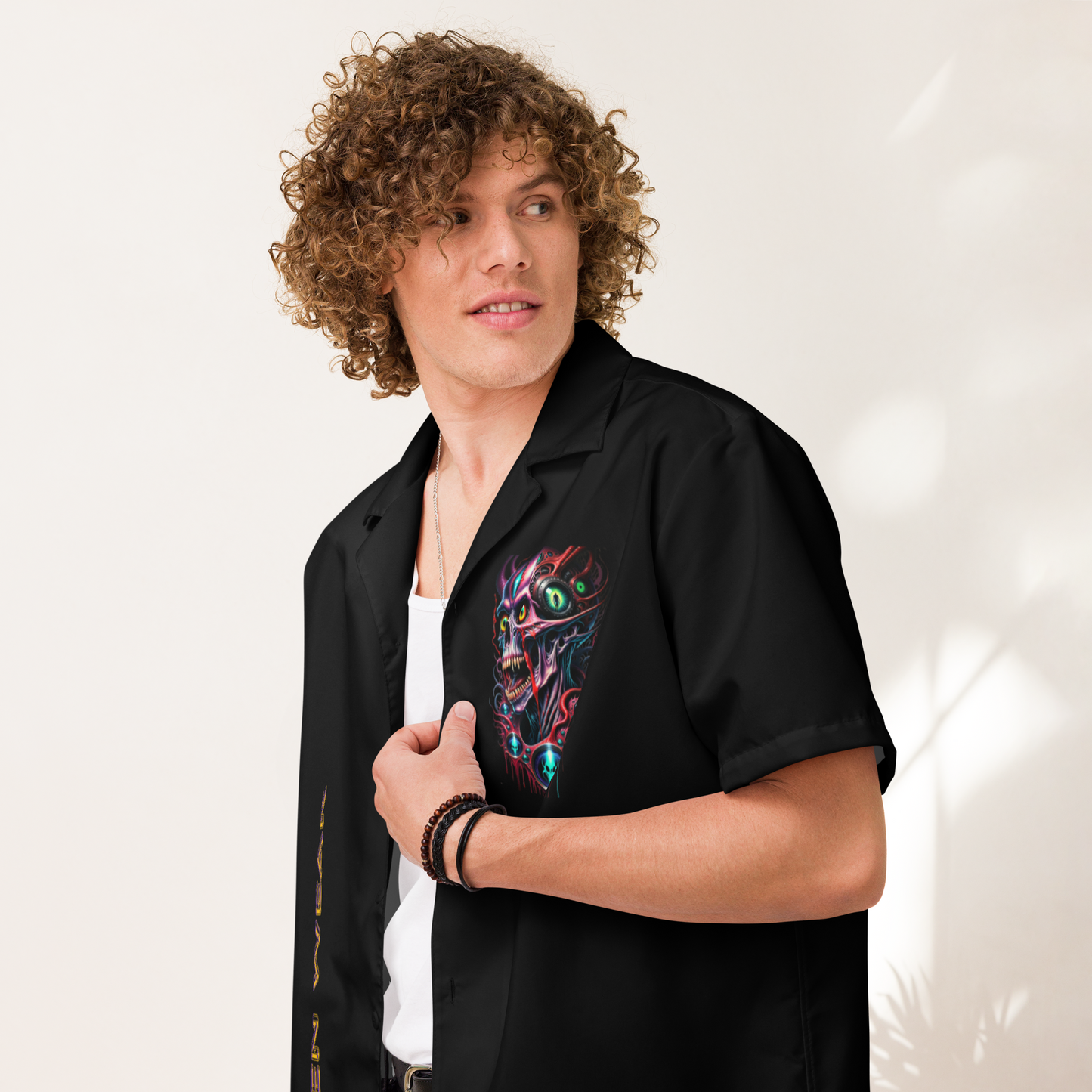 3d glowing evil alien Unisex button shirt