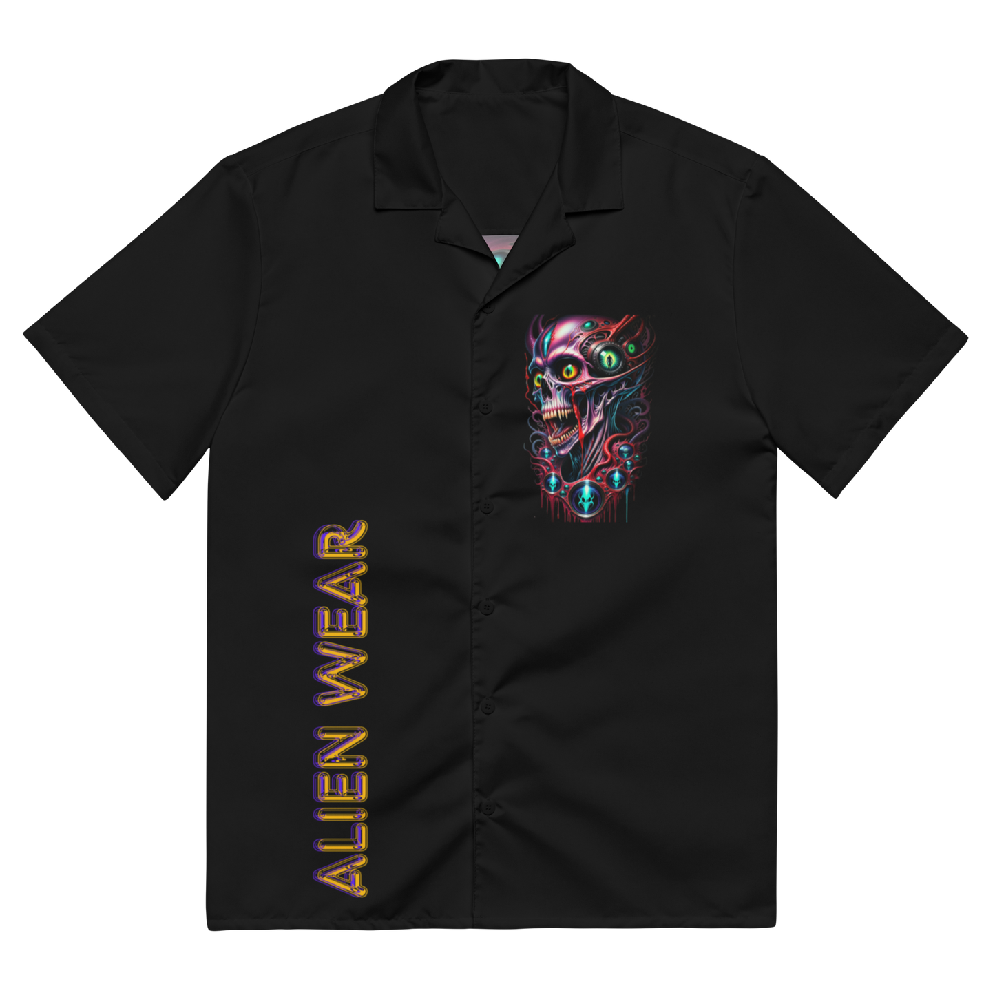 3d glowing evil alien Unisex button shirt